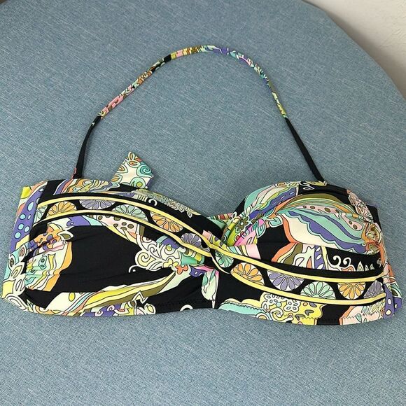Trina Turk Colorful Halter Neck Bikini Top Size 12 - Picture 2 of 5